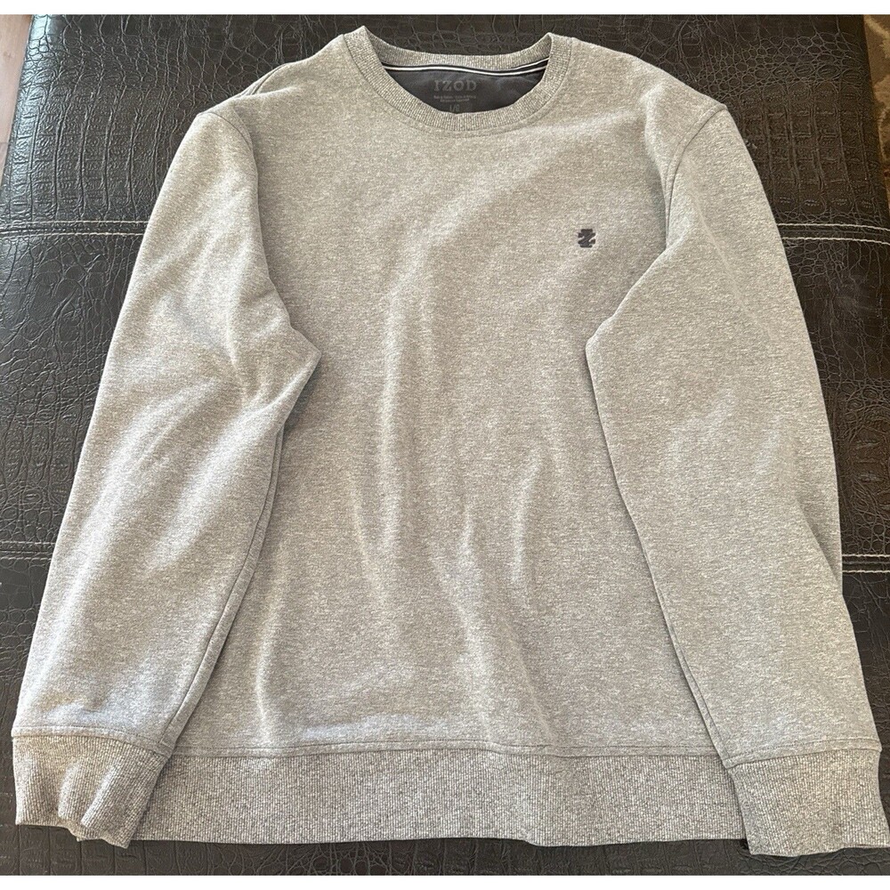 IZOD Men's Fleece Crewneck Pullover Sweatshirt Gray Large
